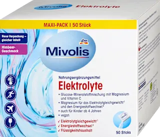 Prehransko dopolnilo Elektrolyte z dekstrozo, minerali in vitaminom C, z okusom maline, s sladkorjem in sladili - maxi pakiranje, 50 kos