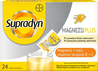 Prehransko dopolnilo Magnezij Plus, okus pomaranče, 24 kos