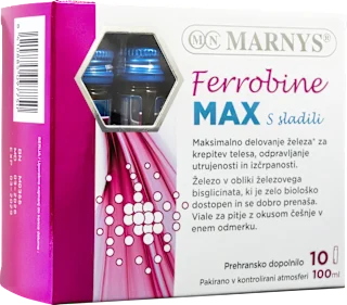 Prehransko dopolnilo z železom Ferrobine MAX, 10 × 10 ml, 100 ml