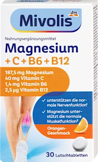 Prehransko dopolnilo z magnezijem, vitaminom C, vitaminom B6 in vitaminom B12 v obliki tablet, s sladili, 30 kos