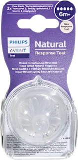 Silikonski cucelj Natural Response Teat, 6m+, 2 kos