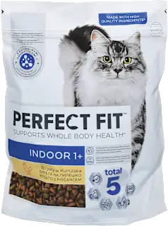 Suha hrana za mačke s piščancem Perfect Fit Indoor 1+, 750 g