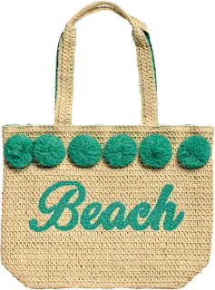 Velika torba za na plažo z napisom Beach v zeleni barvi, 1 kos