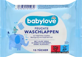 Vlažne krpice za umivanje z aloe vero in izvlečkom kamilice, 15 kos