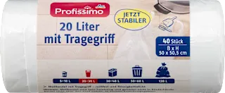 Vrečke za smeti z ročaji, 20 l, 40 kos