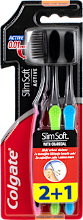 Zobna ščetka Slim Soft Active Charcoal, Soft, 3 kos