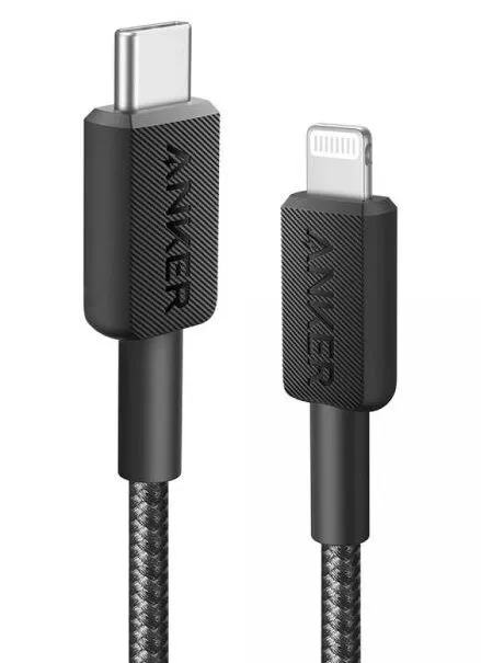 Anker USB-C na Lightning pleten kabel, 0,9 m, črn
