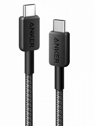 Anker USB-C na USB-C pleten kabel, 0,9 m, črn (A81F5G11)