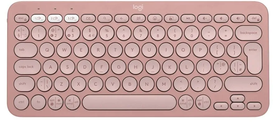 Brezžična tipkovnica LOGITECH Pebble Keys 2 K380s Multi‑Device, Bluetooth, roza, SLO g. (920-011853)