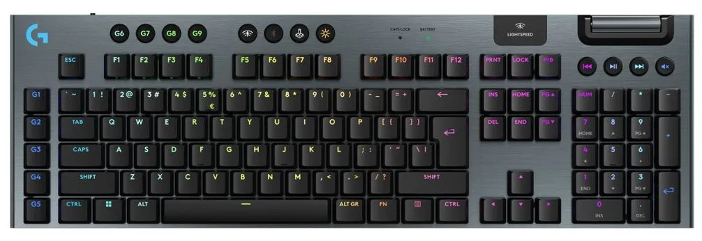 Gaming tipkovnica Logitech G915 X LIGHTSPEED GL Linear Wireless, RGB, črna, SLO gravura (920-012698)