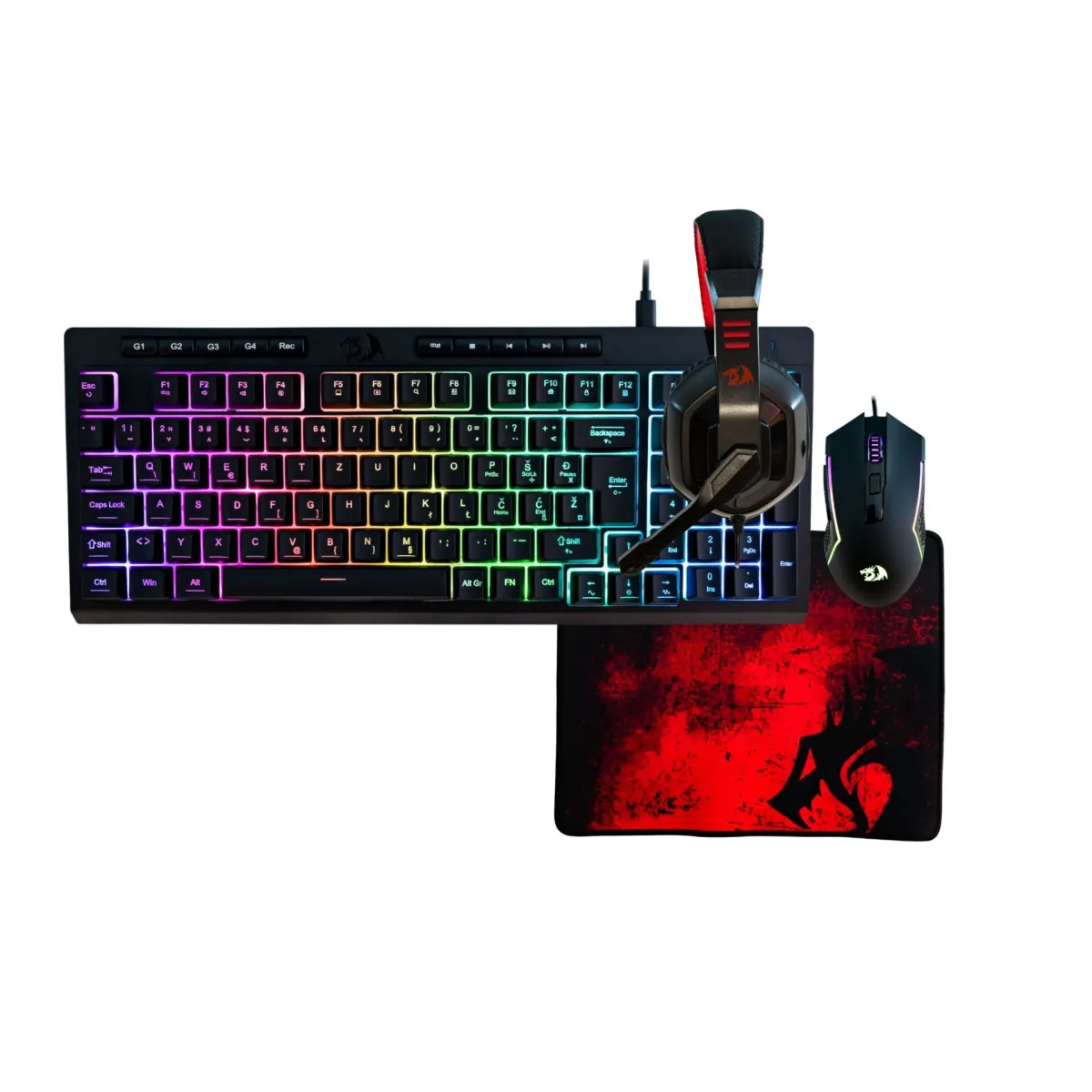 REDRAGON COMBO S149-BA SET (4in1) TIPKOVNICA S ŠUMNIKI, MIŠKA, SLUŠALKE IN PODLOGA