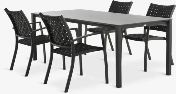 LANGET D207 miza + 4 GLOMFJORD stoli črna