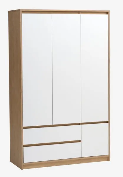 Omara BILLUND 119x193 4 vrata 2 pred bela/barva narav.hrasta