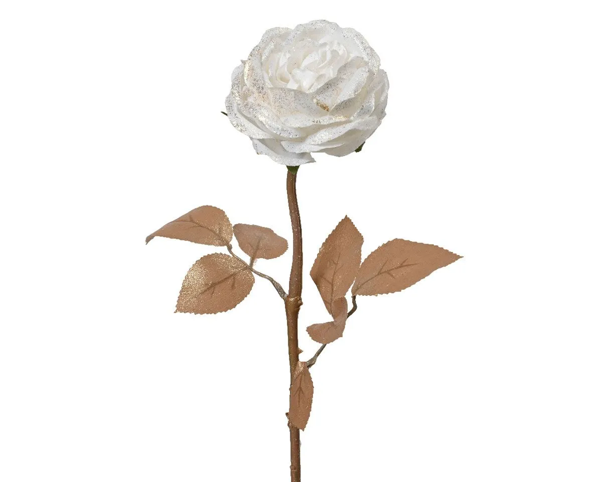 DEKORACIJA DECORIS ROŽA 57 CM BELE BARVE