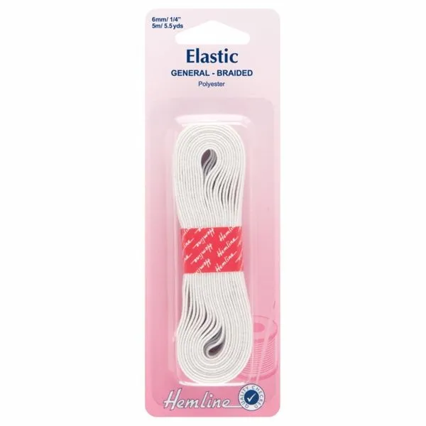 DODATKI ZA ŠIVANJE HEMLINE ELASTIKA 6MM X 5M BELA