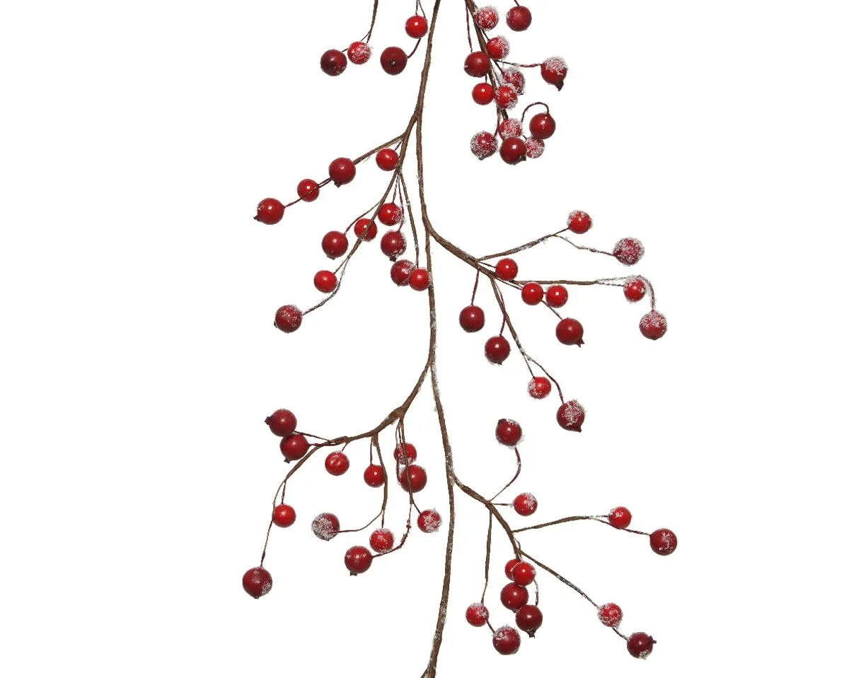 GIRLANDA EVERLANDS ZASNEŽENA, RDEČE JAGODE 130 CM