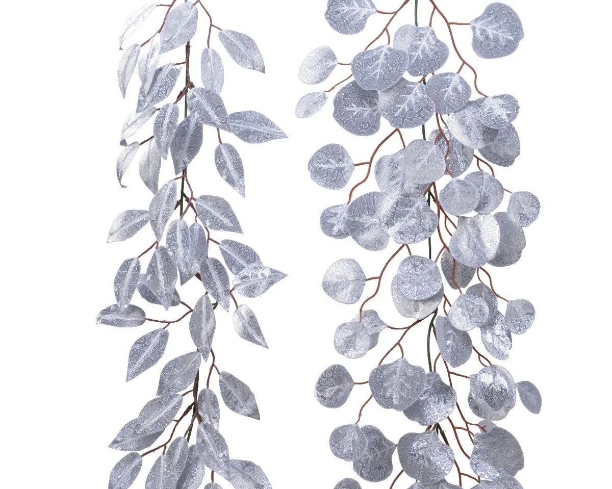 GIRLANDA LISTKI 150 CM SREBRNA