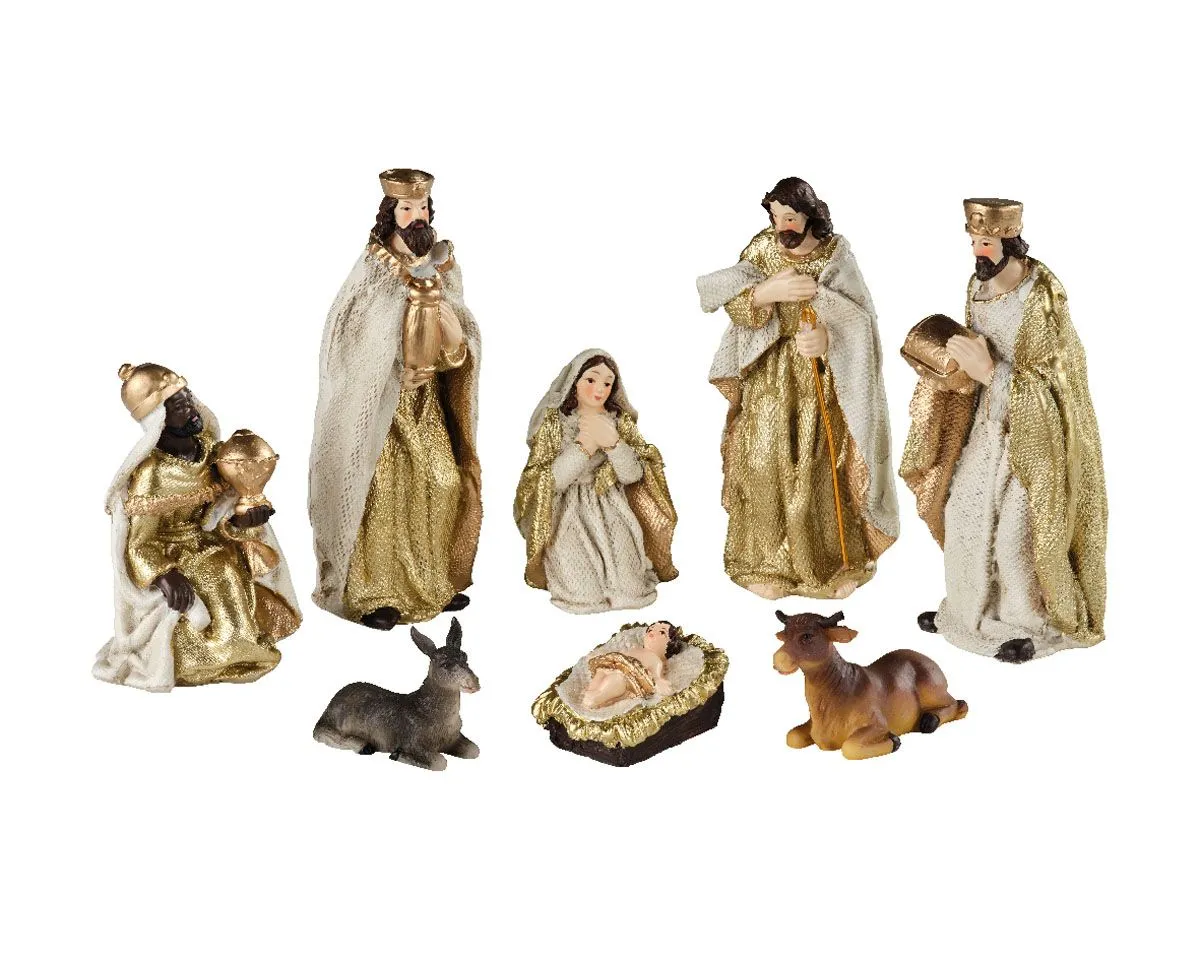 JASLICE DECORIS JASLIČNI SET 8 KOS 5X4.5X12.5 CM, BELO/ZLATE