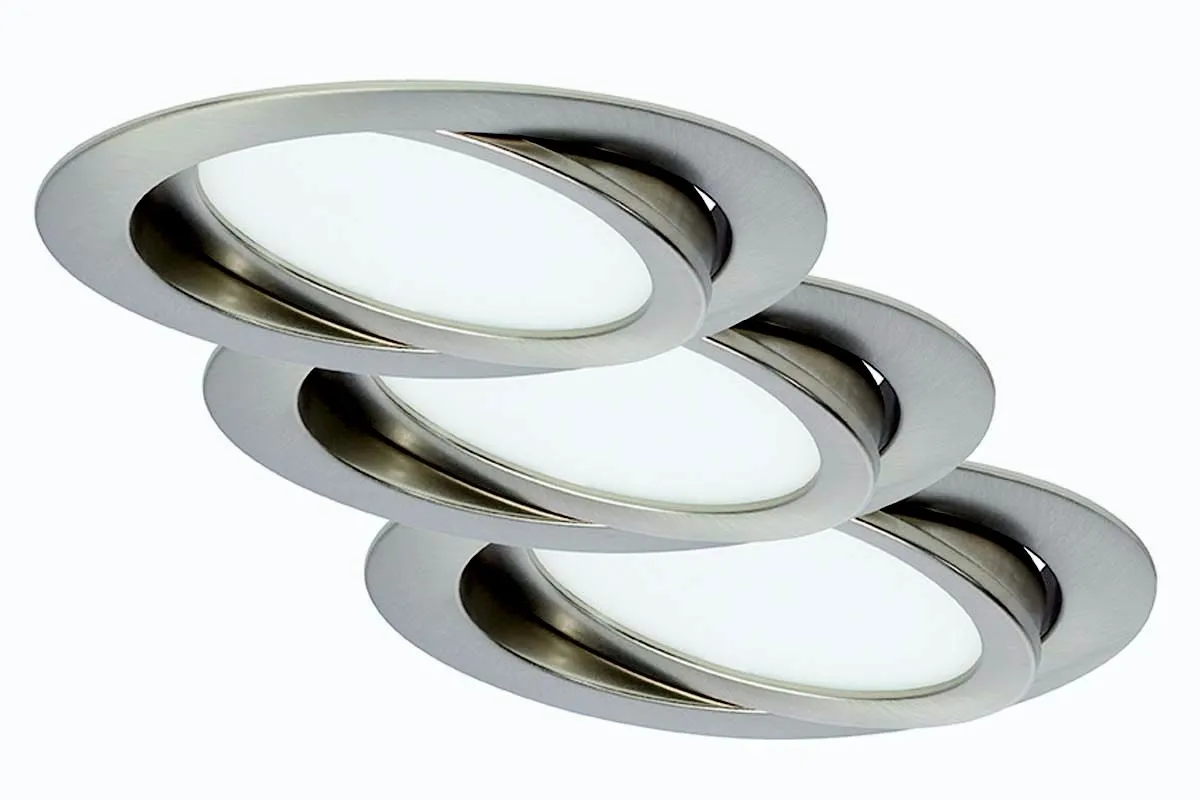 LED PANEL FLAT-IN 3X9W NW FI 140MM, NIKEL MAT, GIB.