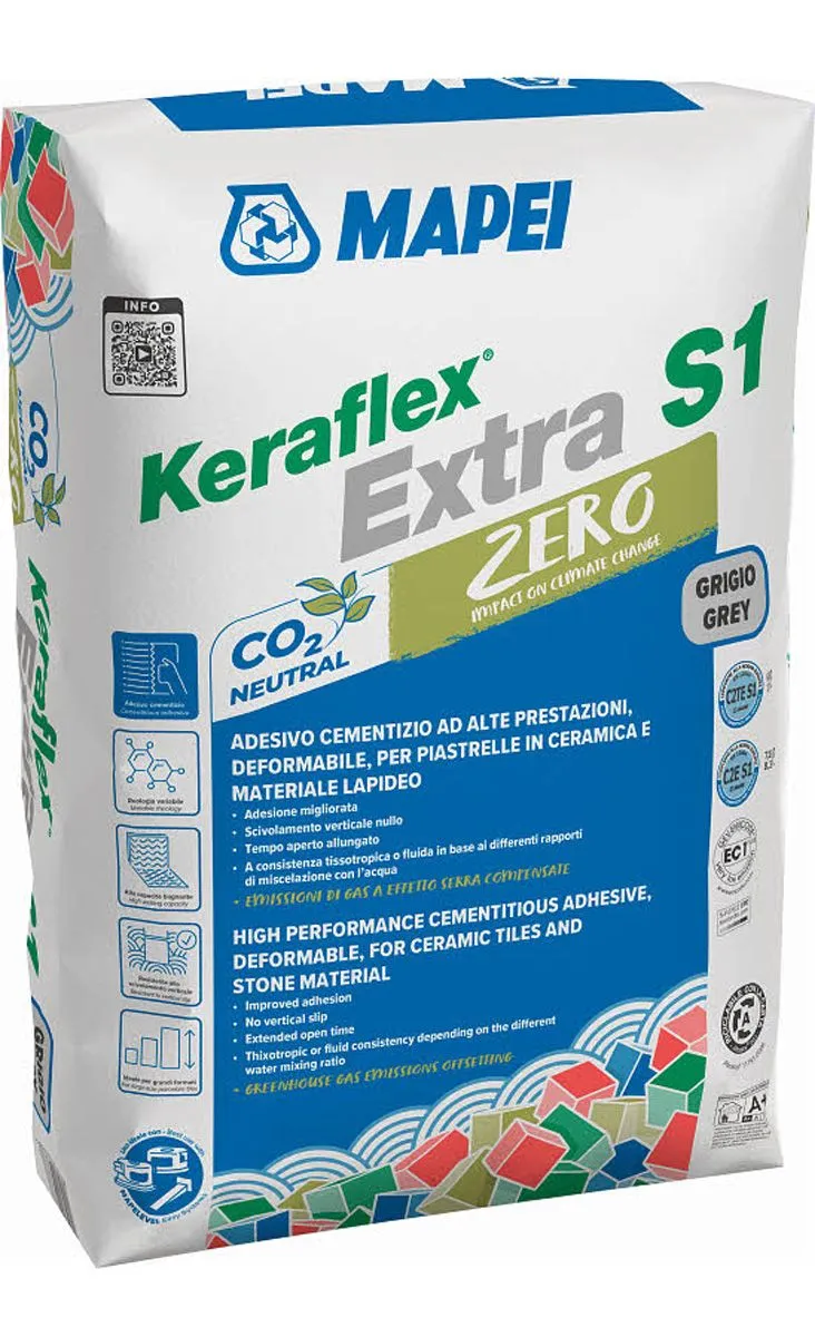 LEPILO ZA PLOŠČICE MAPEI KERAFLEX EXTRA S1 ZERO SIV 25KG C2TE S1