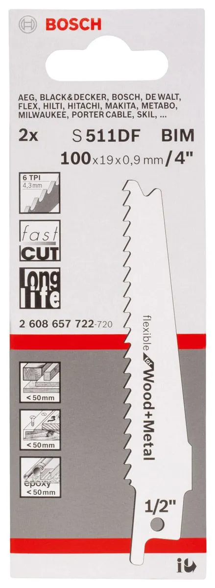 LIST SABLJASTE ŽAGE BOSCH S 511 DF 2-DELNI KOMPLET
