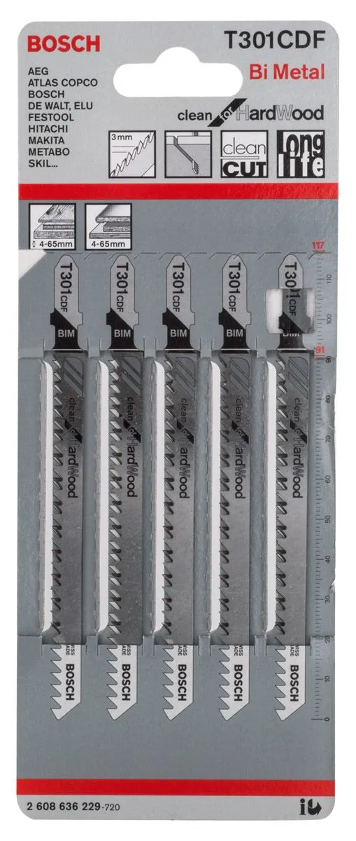 LIST VBODNE ŽAGE BOSCH T 301 CDF 5-DELNI KOMPLET