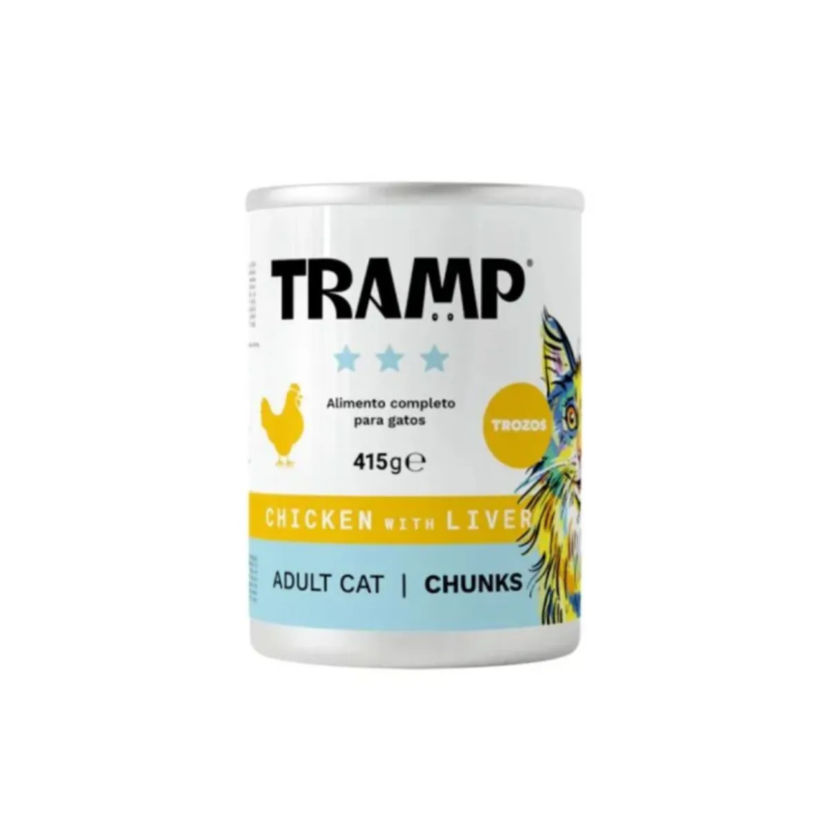 MOKRA HRANA ZA MAČKE TRAMP 3* CAT CHUNKS CHICKEN WITH LIVERKOSI PIŠČANCA IN JETER ZA ODRASLE MAČKE, 8 X 415 G
