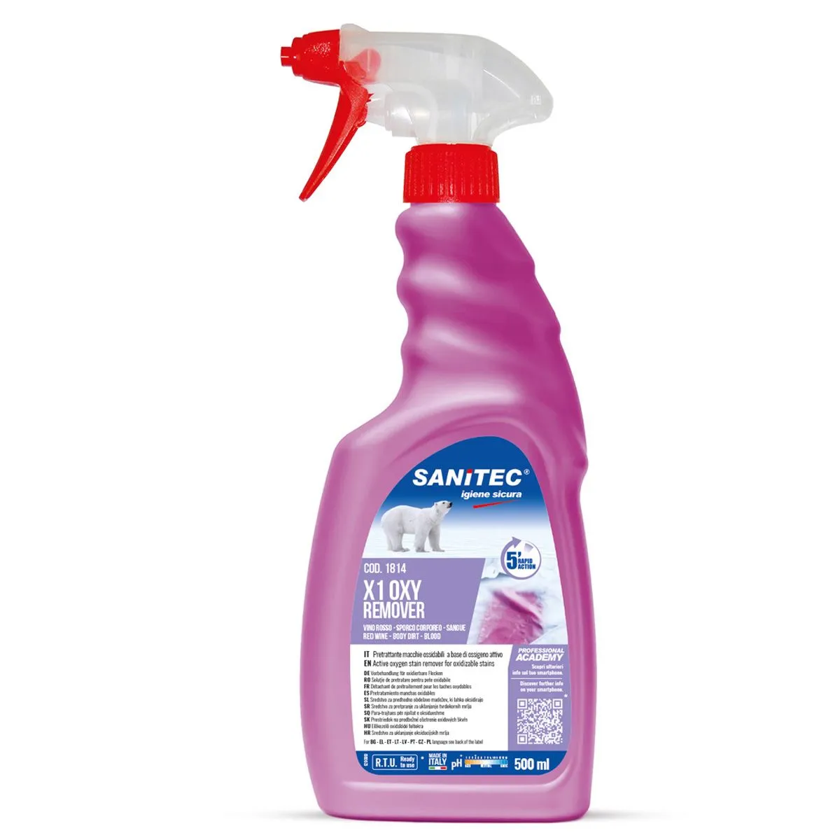 ODSTRANJEVALEC MADEŽEV Z AKTIVNIM KISIKOM SANITEC X1 OXY REMOVER, 500 MLK