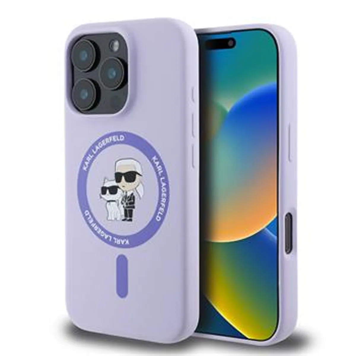 ORIGINALEN KARL LAGERFELD OVITEK MAGSAFE IPHONE 16 PRO MAX - KARL AND CHOUPETTE - VIJOLA - KLHMP16XSCMKCRHU
