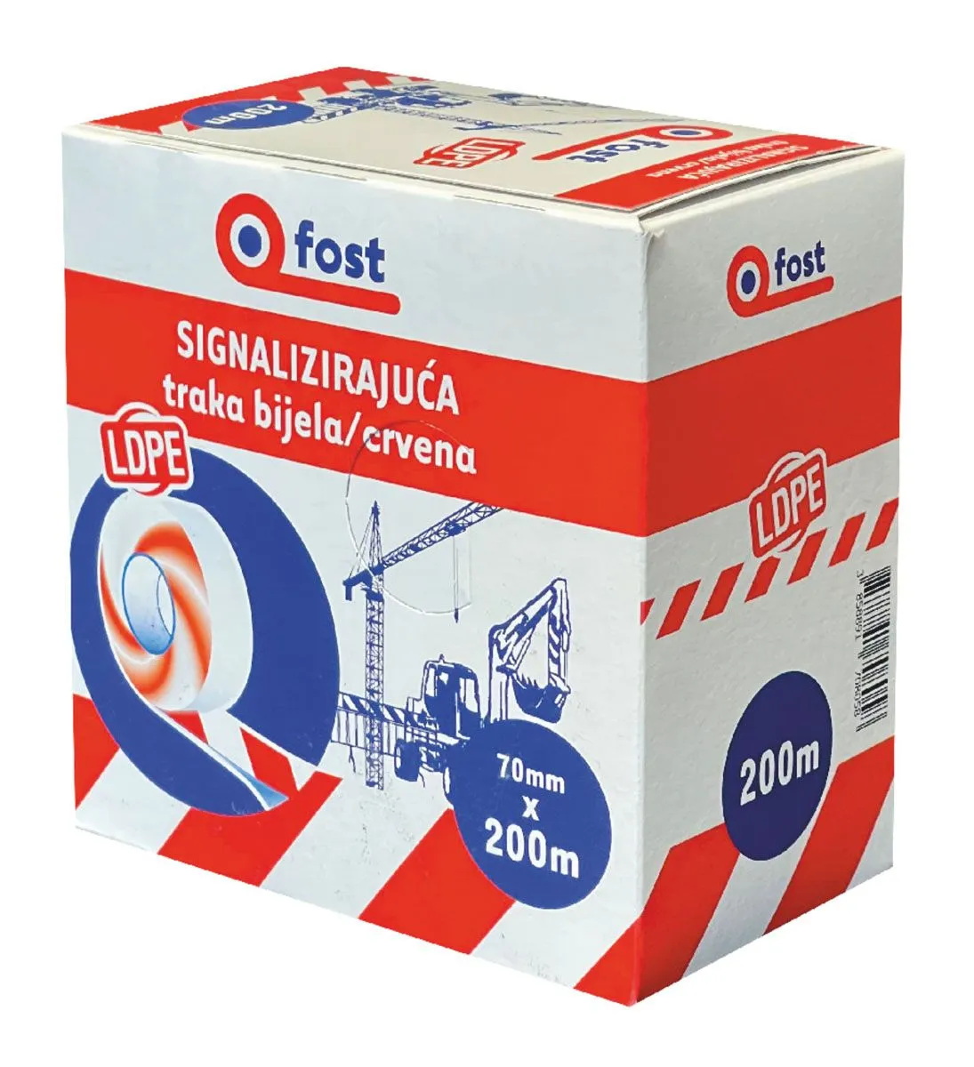 OZNAČEVALNO - OPOZORILNI TRAK FOST RDEČE - BEL 200M X 70MM