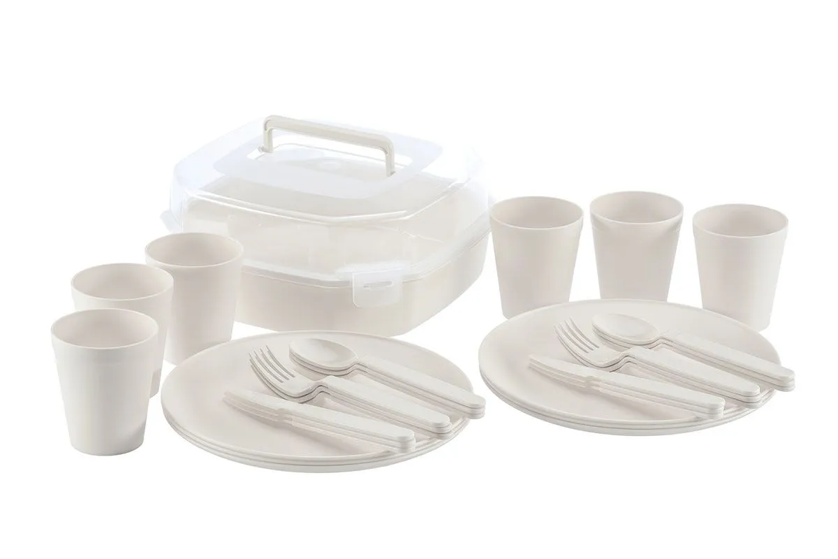PIKNIK PROGRAM UCSAN PLASTIK 32 DELNI PIKNIK SET BEŽ BARVE