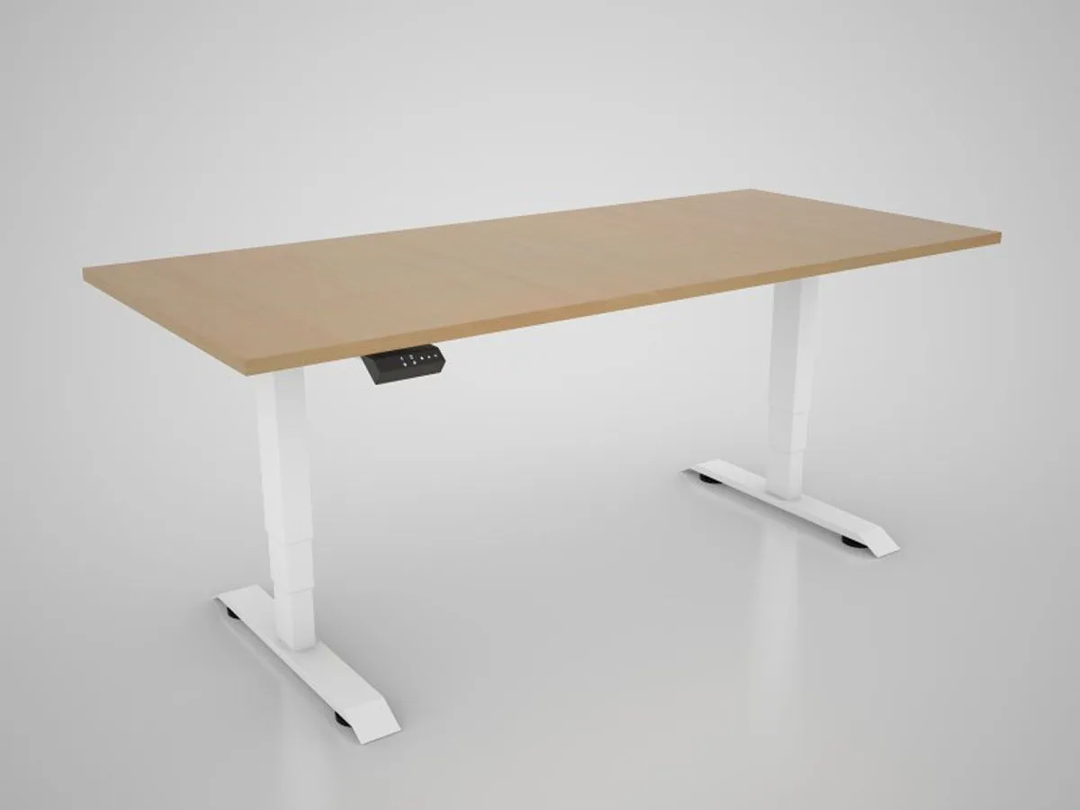 PISALNA DVIŽNA MIZA MS VISCOM S PLOŠČO EGGER ELLMAU BUKEV - 1600 X 800 MM, BELO PODNOŽJE