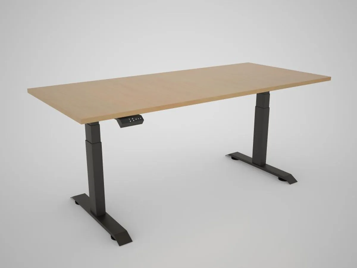 PISALNA DVIŽNA MIZA MS VISCOM S PLOŠČO EGGER ELLMAU BUKEV - 1800 X 800 MM, ČRNO PODNOŽJE