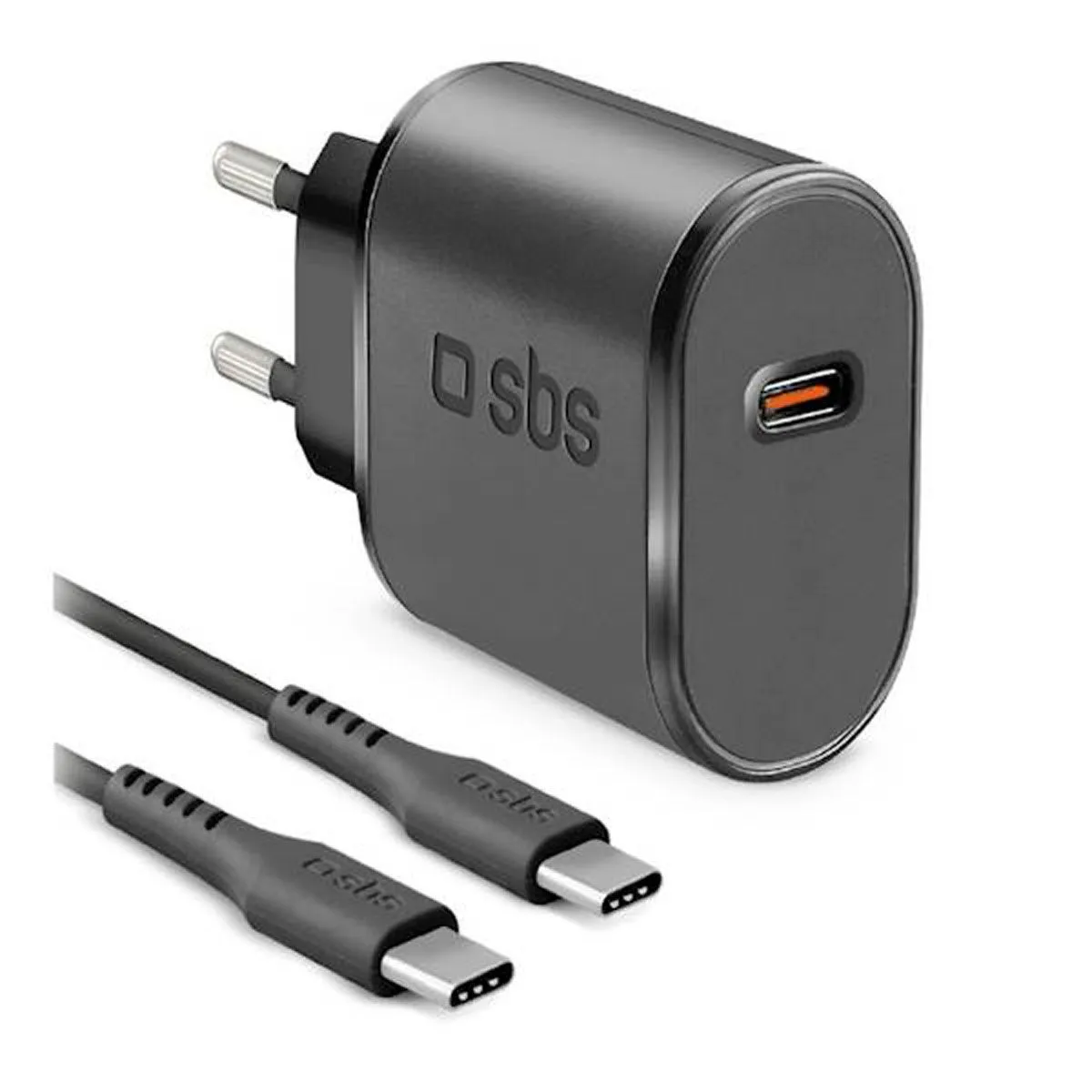 POLNILNIK ZA GSM SBS ADAPTER+KABEL USB-C+USB-C 1M ČRN