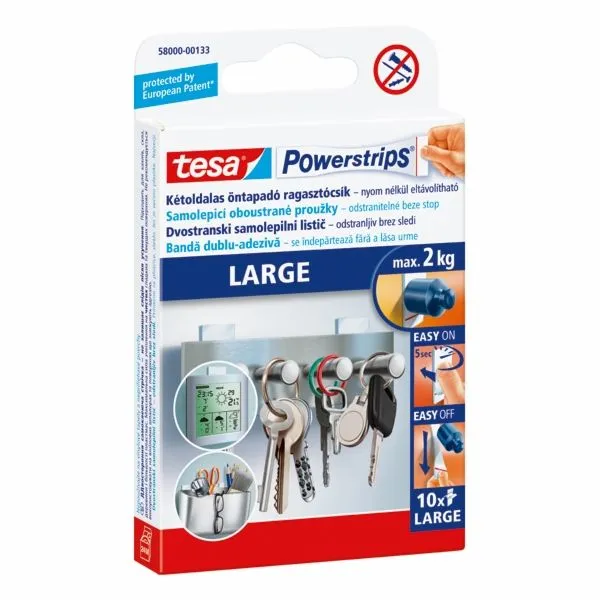 SAMOLEPILNI IZDELEK TESA POWERSTRIPS VELIKI, 10 KOS