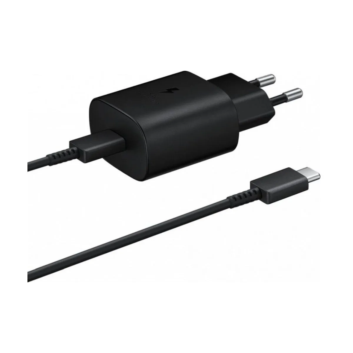 SAMSUNG HIŠNI POLNILEC EP-TA800XBE SUPER FAST CHARGE (TYPE C) IN PODATKOVNI KABEL EP-DA905BBE (TYPE C - TYPE C) - ČRN (BULK)