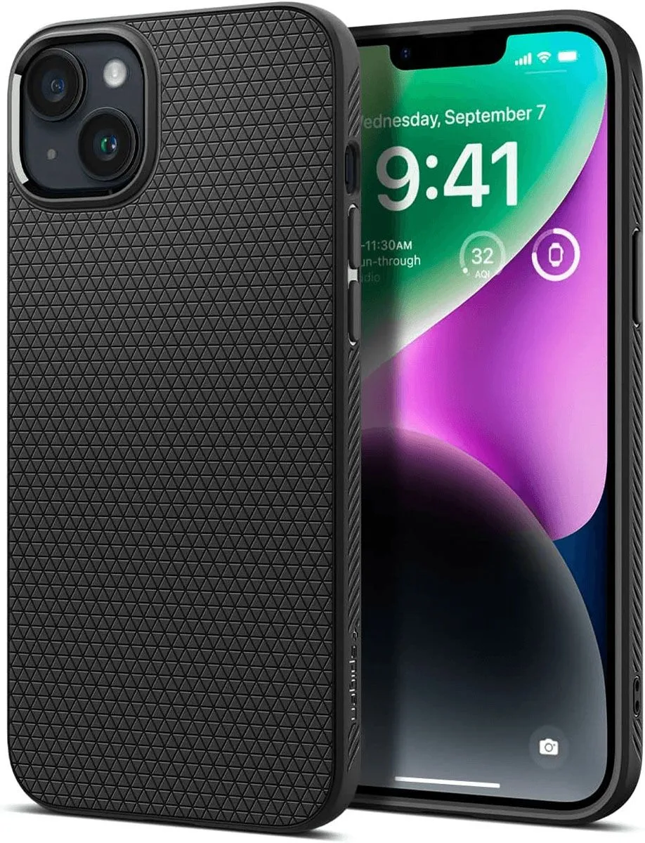 SPIGEN LIQUID AIR SILIKONSKI OVITEK ZA IPHONE 15 PLUS 6.7 ČRN