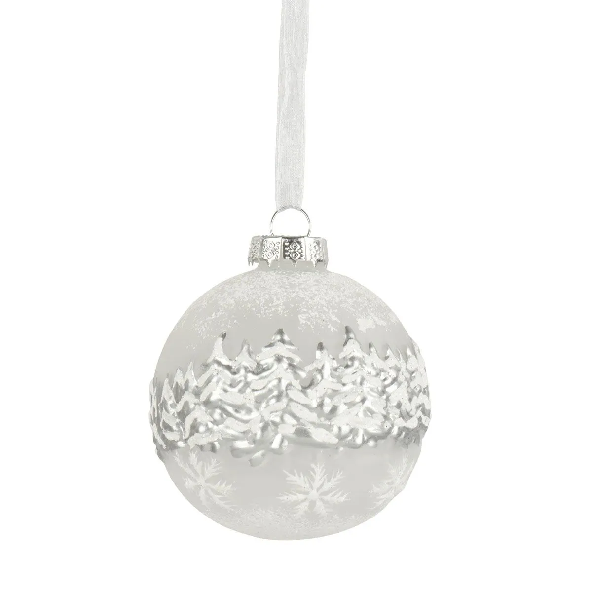 STEKLENA BUNKA DECORIS FI 8 CM, BELA VZOREC, SORTIRANO, GOZD