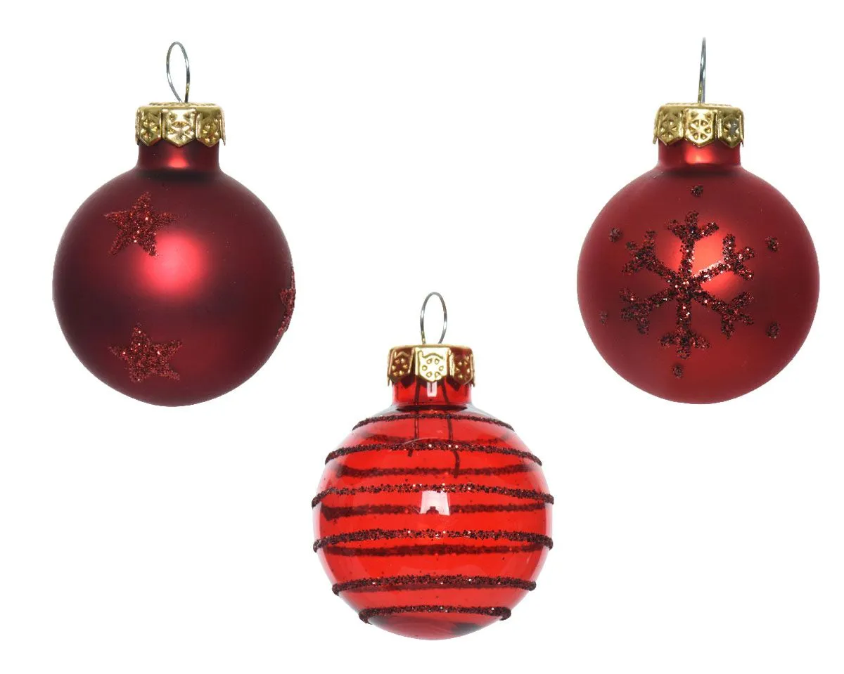 STEKLENA BUNKA DECORIS RDEČE BARVE MIX 9/1 FI 3 CM