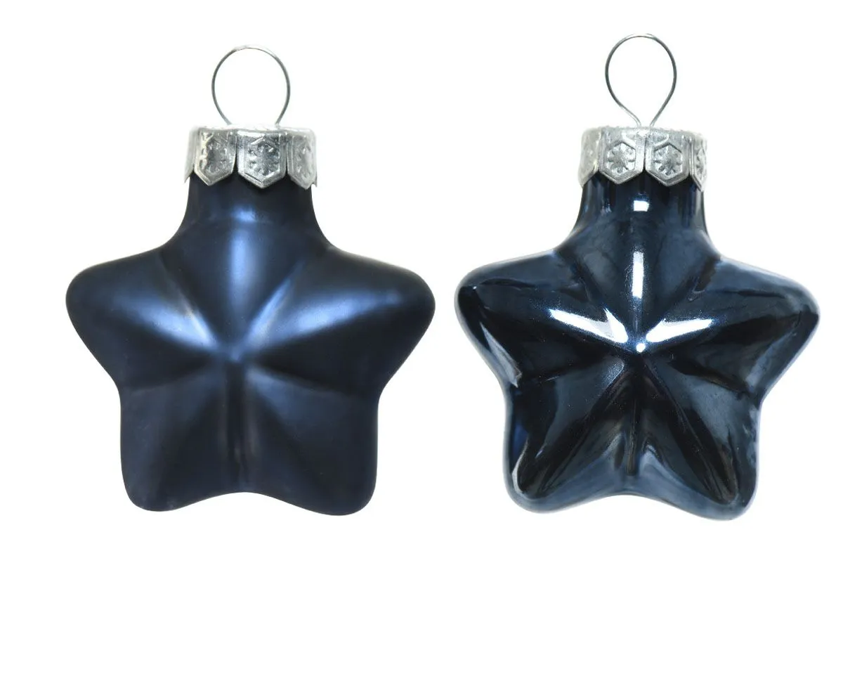 STEKLENA BUNKA DECORIS ZVEZDICA, TEMNO MODRA 4.5 CM, 12/1