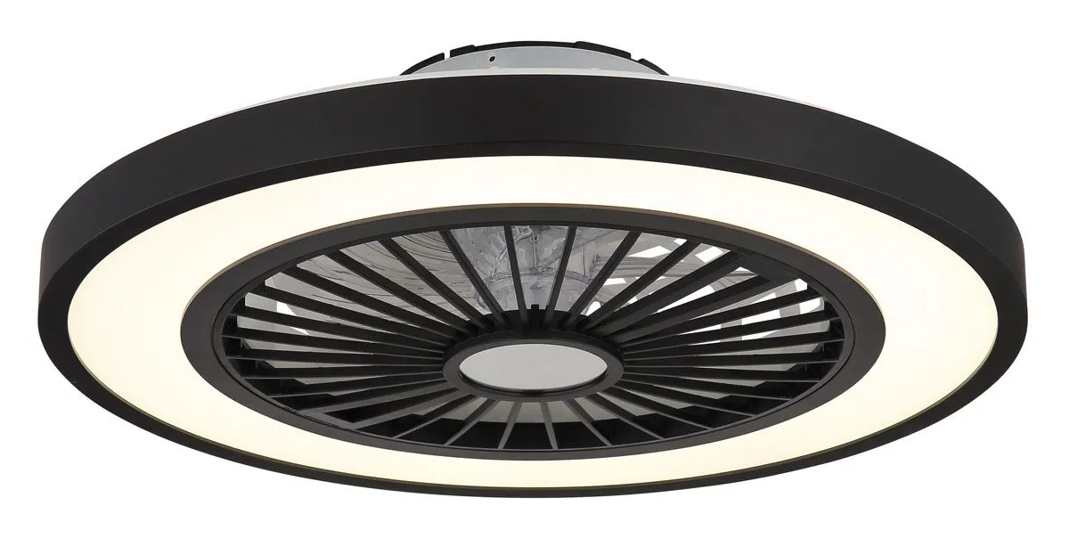 STROPNI VENTILATOR GLOBO BLIZZAK KOVINSKI ČRN MAT LED 54CM