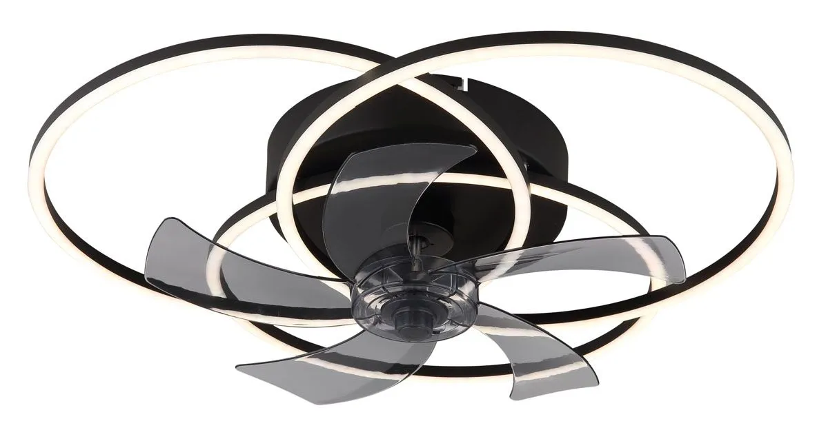 STROPNI VENTILATOR GLOBO KOVINSKI ČRNO MAT LED