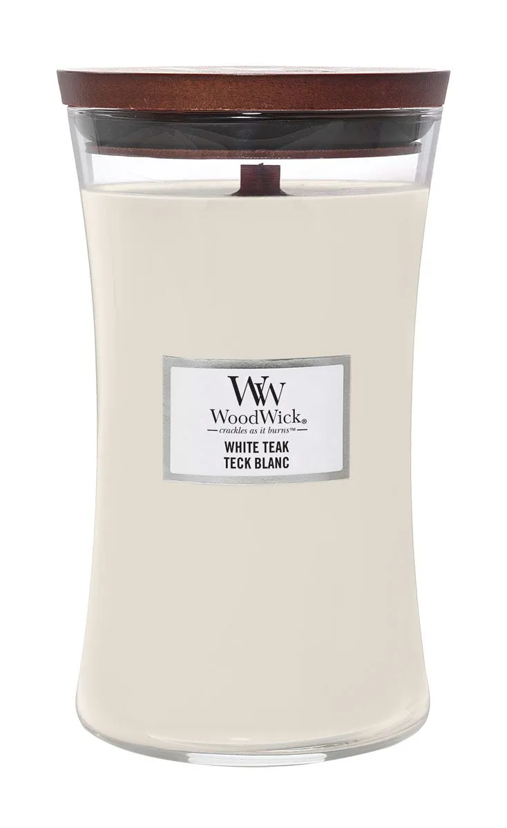 SVEČA V KOZARCU WOODWICK CLASSIC LARGE WHITE TEAK
