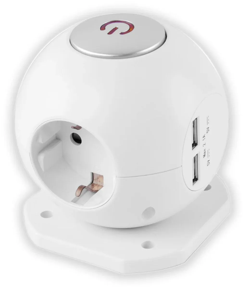 ŠUKO VTIKAČ ENTAC RAZDELILEC S STIKALOM 3 SCHUKO+2XUSB 1.5M BEL