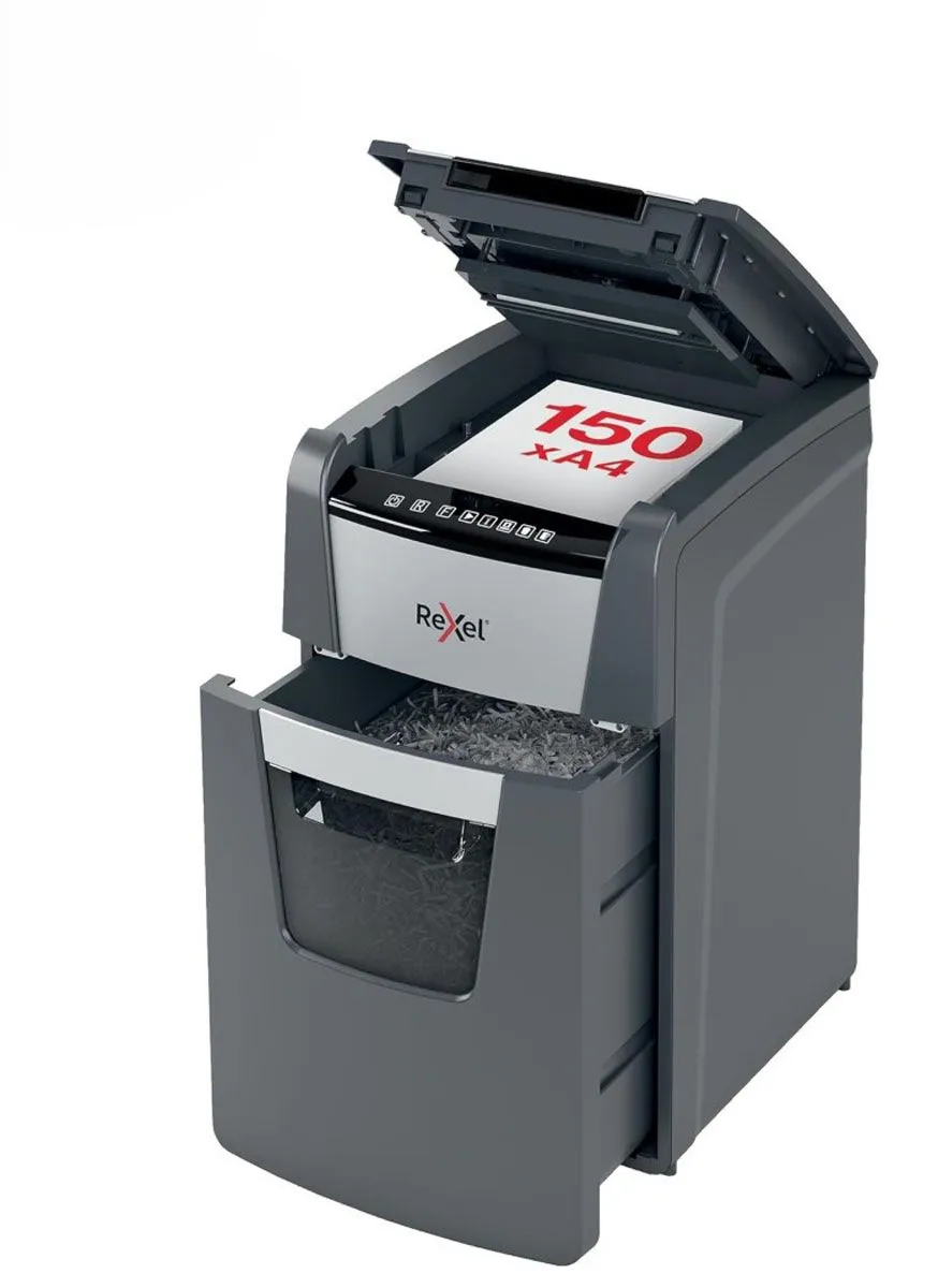 UNIČEVALNIK PAPIRJA REXEL AUTO+ 150X 4X28/P4 OPTIMUM 2020150XEU