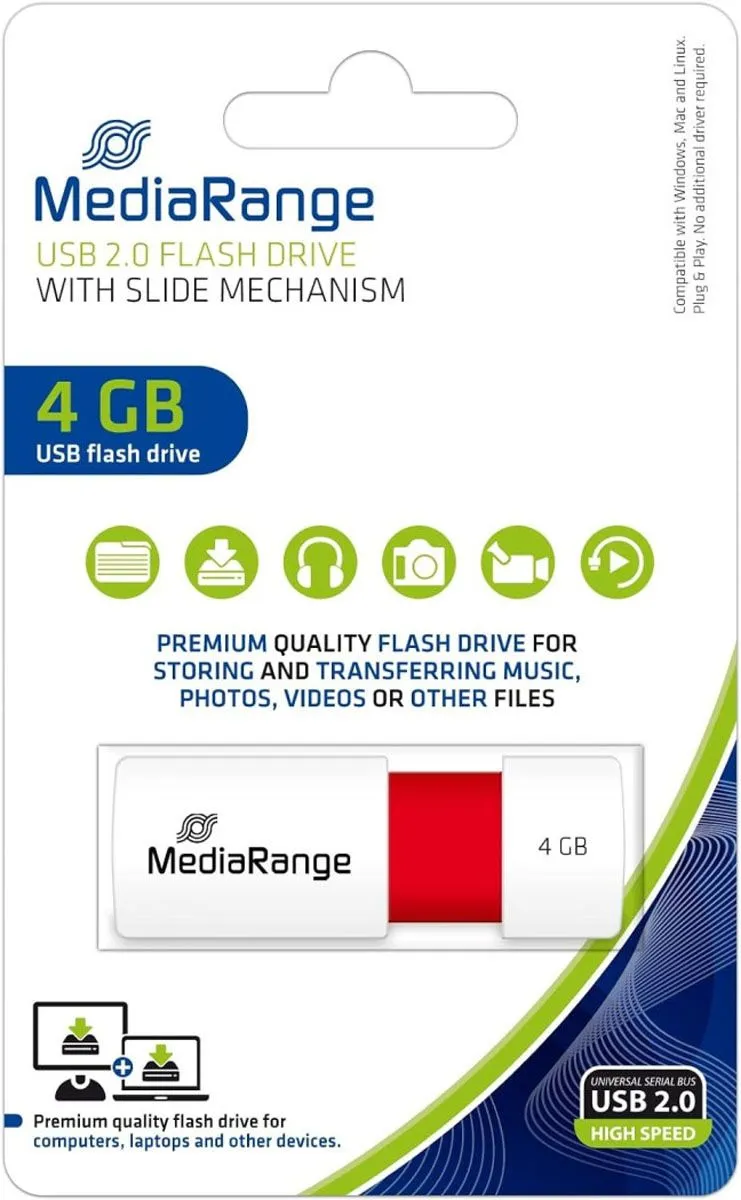 USB KLJUČ MEDIARANGE 4GB 2.0 RDEČ MR970