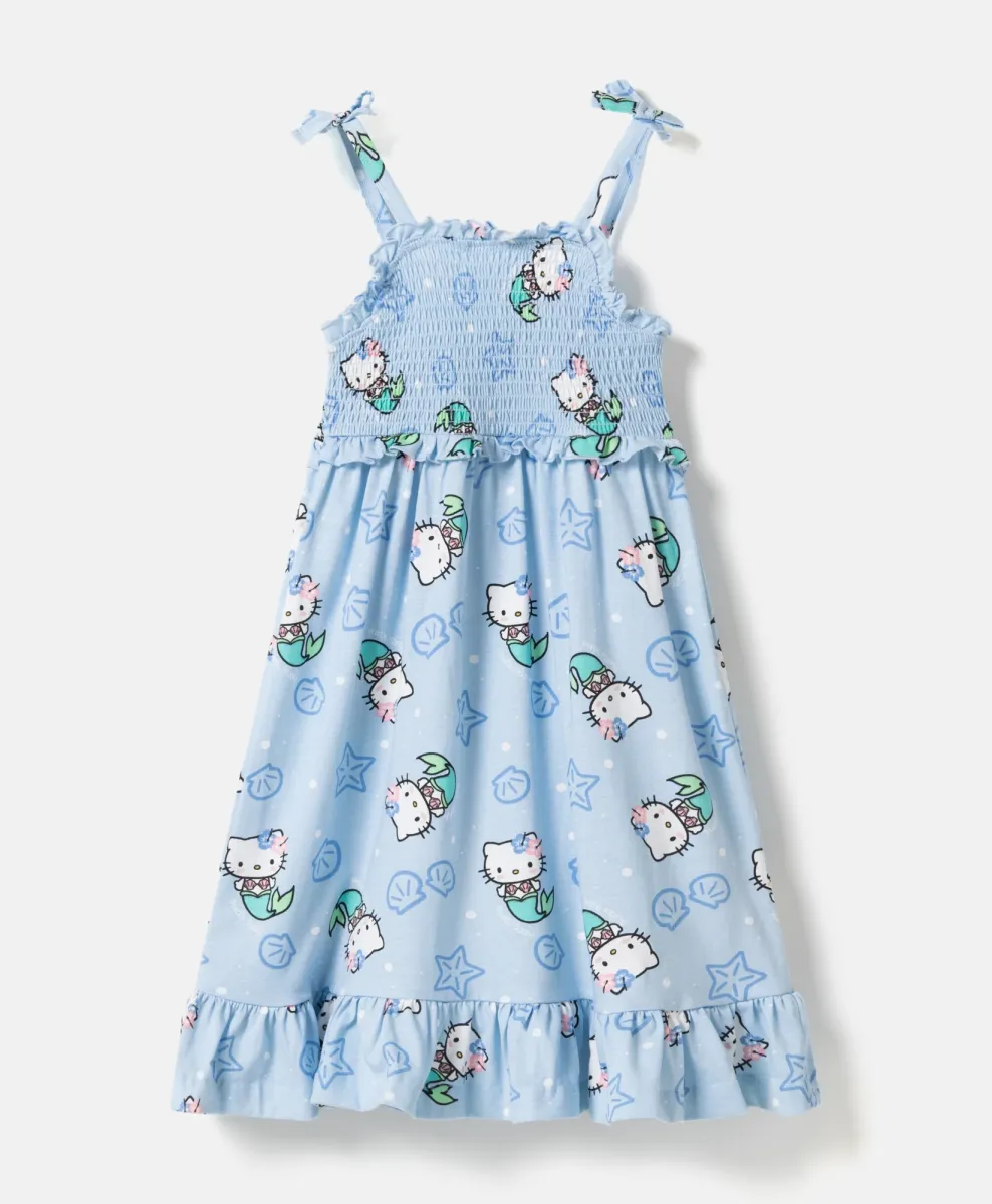 Dekliška obleka z naramnicami Hello Kitty 100 % bombaž