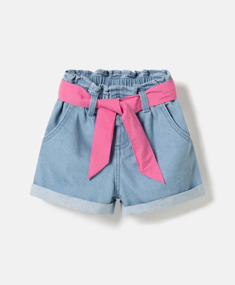 Dekliške denim kratke hlače s pasom 100% bombaž