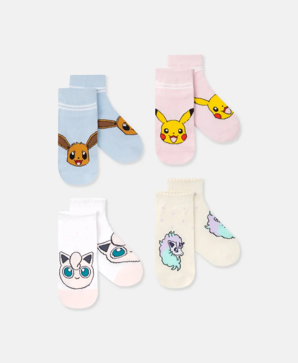 Komplet stopalk Pokémon za deklice, 4 pari