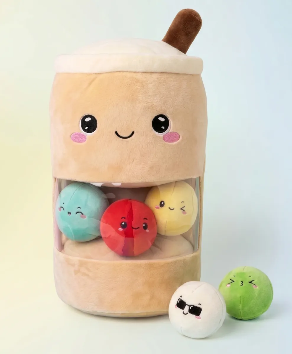 Plišasta igrača bubble tea z odstranljivimi kroglicami